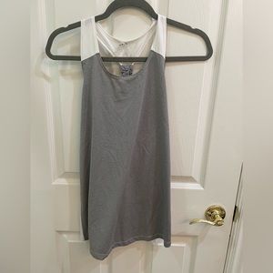 head gray and white workout tank